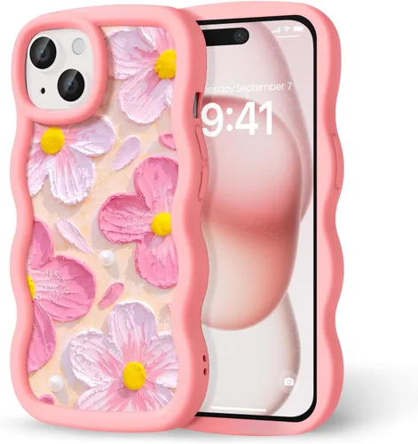 Miniatura 316 de Compatible con iPhone SE/8/7 Funda para Mujeres y Niñas, Marco Ondulado Rizado con Patrón Lindo, Estética Delgada Suave Silicona TPU Parachoques