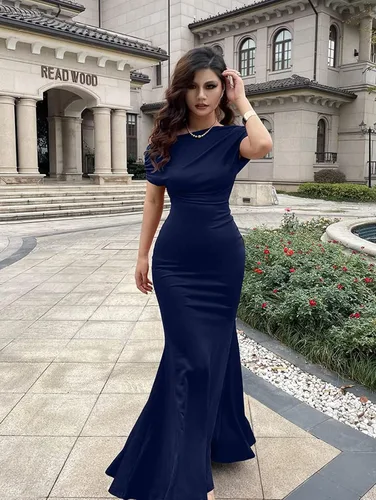 Miniatura 6 de KnoInt Vestido largo formal para mujer, elegante, con mangas, para fiesta de noche