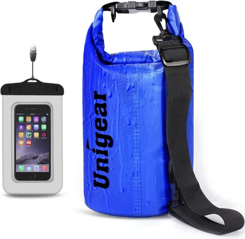 Miniatura 14 de Bolsa seca Unigear impermeable, 2L/5L/10L/20L/30L/40L, Bolsas flotantes y ligeras para kayak, navegación, pesca, natación y camping con funda 3-Gris
