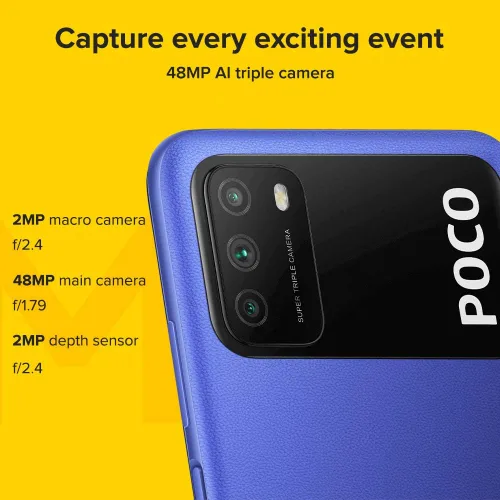 Miniatura 2 de Xiaomi POCO M3 Smartphone, 4 GB + 64 GB, 6.53 "FHD + Ampio 1080P FHD + Pantalla 49 MP, cámara Tripla, batería de 6000 mAh, Doppi Altoparlanti, Jack