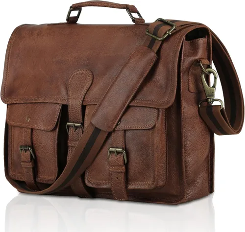 Miniatura 7 de Maletín de cuero 18 pulgadas portátil bolso de mensajero para hombres y mujeres mejor bolso de oficina