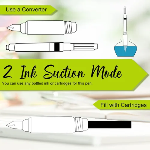 Miniatura 6 de 16 bolígrafos estilográficos desechables recargables para escribir punta fina, pluma de tinta de firma con pistón, para caligrafía, pintura, dibujo