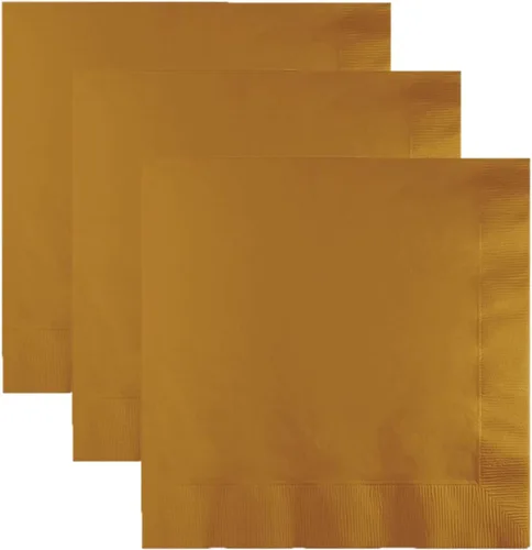 Miniatura 16 de Creative Converting 663276B Toque de color - Servilletas de papel de 2 capas para almuerzo (50 unidades), dorado brillante, 16.5 cm x 16.5 cm Oro