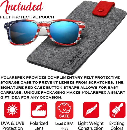 Miniatura 2 de PolarSpex - Lentes de sol para niños pequeños con protección UV – Lentes de sol polarizados irrompibles para niños y niñas de 2 a 8 años con estuche