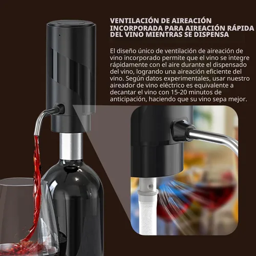 Miniatura 3 de Aireador de Vino Descantador de Vino Eléctrico Aireador de Vino Automático, Dispensador de Vino Vertidor de Vino con USB Recargable, Amante del Vino