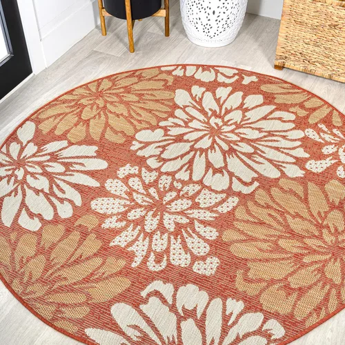 Miniatura 44 de JONATHAN Y Alfombra Corredor de Tejido Texturizado Floral para Interiores y Exteriores 2X8 Marrón/Crema, Zinnia Moderna para Patio Trasero, Patio