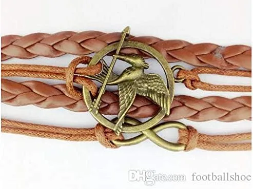 Miniatura 3 de Moda Vintage Hunger Games Birds Infinity Pulsera Cuero, Cuero