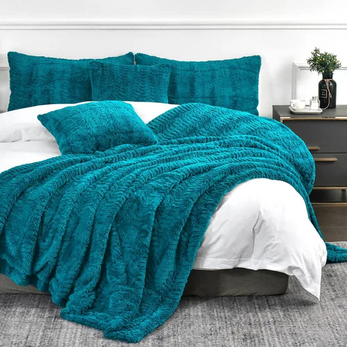 YUSOKI Manta de lujo de piel sintética para cama de tamaño Queen de 2 capas, 7.3 libras, para todas las edades, decoración del hogar sin almohadas