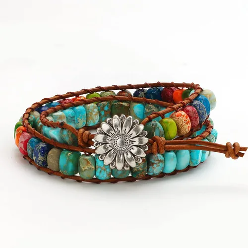 Miniatura 14 de Sedmart Pulseras de piedra hechas a mano para mujeres con piedras hippie de cuero, pulsera de cuentas curativas para mujeres y hombres