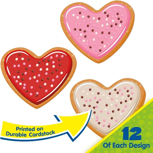 Miniatura 5 de Eureka Galletas de San Valentín recortadas de papel para decoración de aula para profesores, 36 piezas
