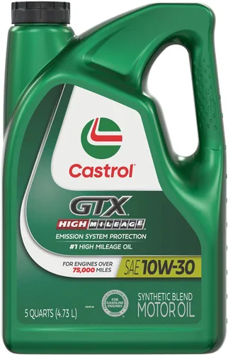 Castrol Aceite de motor de mezcla sintética GTX High Mileage 10W-30, 5 cuartos de galón, paquete de 3