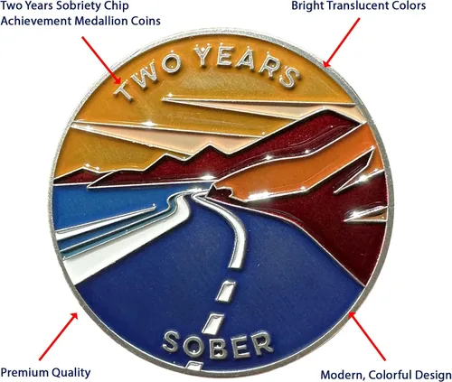 Miniatura 2 de The Achieve Mint Ficha de 2 años de sobriedad Chip de sobriedad de dos años Medalla no religiosa no AA, para mujeres y hombres que celebran