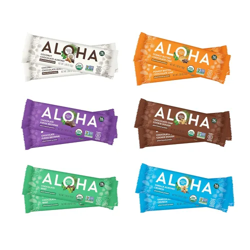 Miniatura 8 de ALOHA Barras de Proteína Orgánicas a Base de Plantas - Paquete de Variedad de 6 Sabores - 12 Unidades, Barras de 1.9oz - Aperitivos Veganos, Bajo