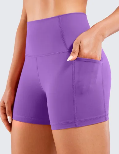 Miniatura 3 de CRZ YOGA Naked Feeling Pantalones cortos de ciclismo para mujer, 4, 5, 6 y 8 pulgadas, cintura alta, para yoga o gimnasia, con elastano, bolsillos
