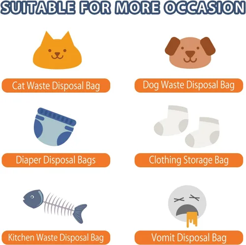 Miniatura 6 de Bolsas de eliminación de desechos de sellado de olores, bolsas de basura para gatos, bolsas de basura sin perfume, bolsas de gran capacidad para Azul