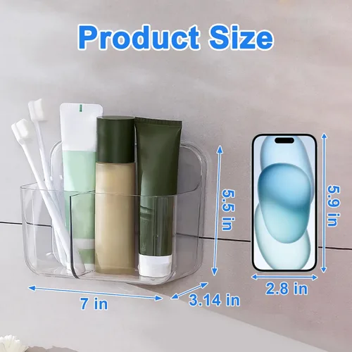 Miniatura 2 de Diesisa Organizador de Pared de 2 Piezas de Acrílico, Organizador Adhesivo Transparente para Puerta de Gabinete, Estantes de Baño para Pared, Sin