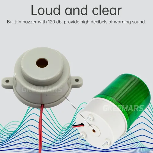 Miniatura 4 de Lámpara de torre de alarma de señal industrial LTE-1101J AC 110V, luz de advertencia estroboscópica giratoria LED con zumbador para emergencia Verde