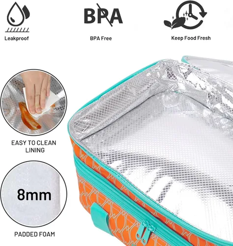 Miniatura 4 de MIER - Porta ollas doble aislada térmica para comidas, bolsa de almuerzo para fiestas de comida, pícnic, playa, se adapta a cacerola de 9 x 13