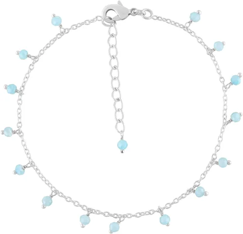 Miniatura 45 de Yanara Tobilleras de piedras preciosas para mujer, piedra natal natural, chapada en plata, joyería hecha a mano en 8.5 + 1.5 pulgadas, cristales