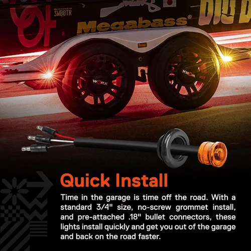 Miniatura 6 de TRUE MODS - 10 luces de marcador LED redondas de 3/4 pulgadas para remolque ámbar de 12 V [3 cables/DRL y señal de giro] [DOT FMVSS 108] [SAE P2PC]