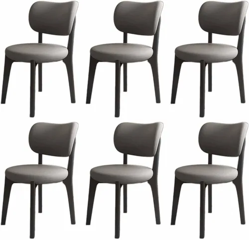 Miniatura 9 de Juego de sillas de comedor de madera modernas con respaldo curvado, sillas de cocina tapizadas con marco de madera, sillas laterales sin brazos