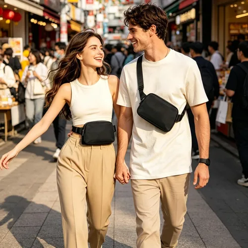 Miniatura 7 de Bolsa de Cintura Mini Negra Riñonera para Mujeres y Hombres, Riñonera Pequeña de Moda, Bolsa Cruzada para Cintura para Correr, Senderismo, Jogging