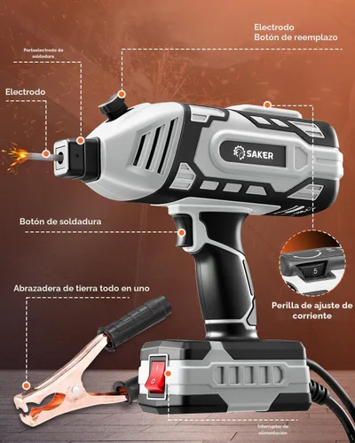 Miniatura 6 de Saker Máquina de soldadura portátil, soldador de arco de 110 V con inversor IGBT, 5 ajustes de corriente variable, se adapta a varillas de alambre