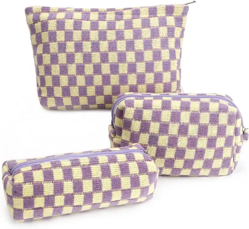 Miniatura 8 de Juego de 3 bolsas de maquillaje para niñas y mujeres, organizador de viaje, bolsa de aseo de baño, bolsa de almacenamiento de gran capacidad