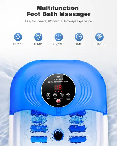 Miniatura 2 de SPA4PIEDS Masajeador de baño de pies con calor, chorros de burbujas, luz roja y temporizador, spa de pies de pedicura con control de temperatura