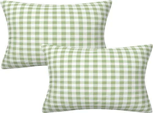 Miniatura 31 de Fundas de almohada decorativas rústicas de Aqua y blanco a cuadros estilo búfalo para sofá, funda de almohada para granja, decoración