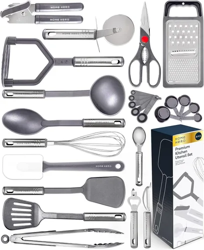 Miniatura 7 de Home Hero Juego de Utensilios de Cocina de Silicona - Herramientas Resistentes al Calor y Arañazos para Utensilios de Cocina Antiadherentes - Mangos