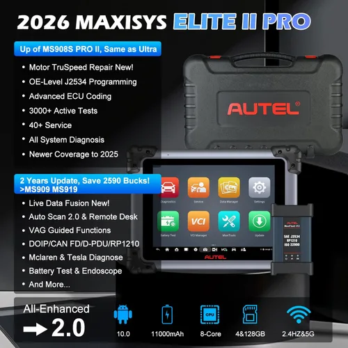 Miniatura 2 de Autel MaxiSys Elite II Pro Scanner J2534 Herramienta de Reprogramación como Ultra MS908S PRO II Actualización de MS908S Pro II MK908P 2 Años