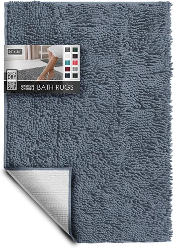 Miniatura 83 de Hearth & Harbor Alfombras de baño, tapete de baño de chenilla - Alfombras de baño lavables a máquina para baño con respaldo antideslizante de goma