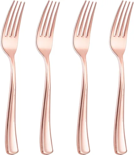 Miniatura 12 de Liacere 200 tenedores de plástico dorados, pesados, tenedores resistentes de 7.4 pulgadas, cubiertos de plástico dorado perfectos para fiestas