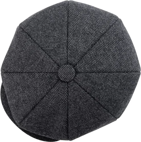 Miniatura 5 de BOTVELA Sombrero de tweed de espiga de 8 paneles de mezcla de lana para hombre