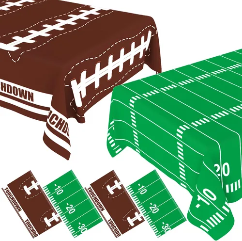 Miniatura 17 de Paquete de 2 decoraciones desechables para fiestas de fútbol, cumpleaños, manteles de plástico para fiestas temáticas de fútbol
