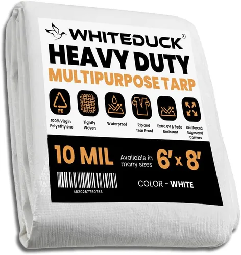 Miniatura 75 de WHITEDUCK Lona de polietileno súper resistente de 16 mil de grosor, 12 x 16 pies, impermeable, 100% resistente a los rayos UV, a prueba de Azul- 16