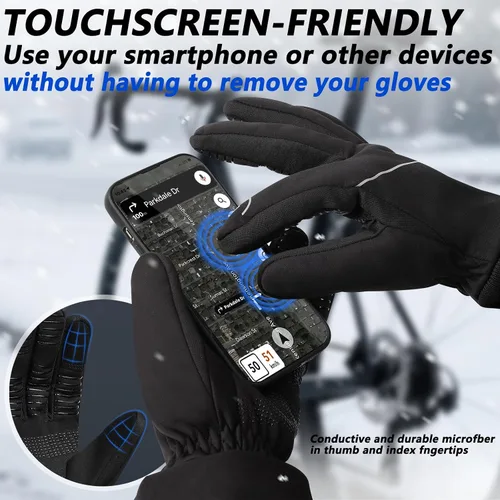 Miniatura 4 de MOREOK Guantes de invierno para hombres y mujeres, cálidos, térmicos, para esquí, nieve, pantalla táctil, ciclismo, ciclismo, senderismo, clima