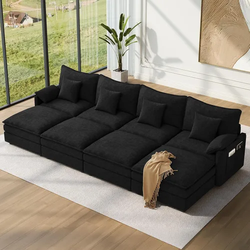Miniatura 84 de Vesgantti 2 Piece Loveseat & 3 Seater Sofa Set, Modular Cloud Couch, Beige