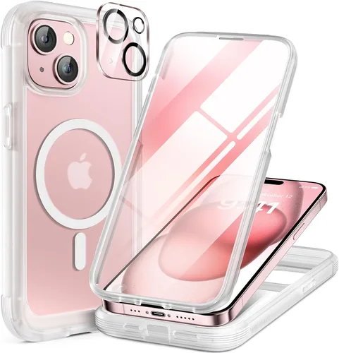 Miniatura 232 de Miracase Funda para iPhone 13 de 6.1 pulgadas, [sin burbujas] funda de teléfono de cuerpo completo con pantalla de vidrio completa integrada, sin