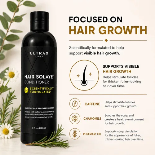 Miniatura 2 de Solace de cabello Ultrax Labs, cafeína pérdida de cabello pelo estimulante de crecimiento y acondicionador, 8 onzas líquidas Acondicionador 8 Fl Oz