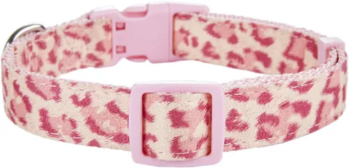 Miniatura 3 de Collar de perro con patrón de leopardo, nailon ajustable y cinta para perros medianos (M, leopardo rosa)