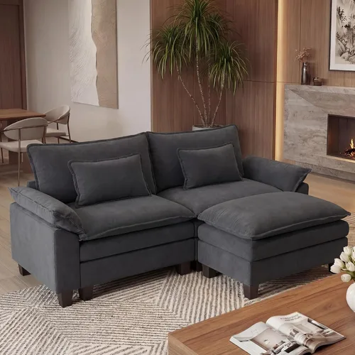 Miniatura 33 de URRED Cloud Couch Sofá Seccional Modular, Sofá Moderno en Forma de U de Asiento Profundo de 157", con 2 Otomanas y Almohadas, Sofás de Chenilla Azul