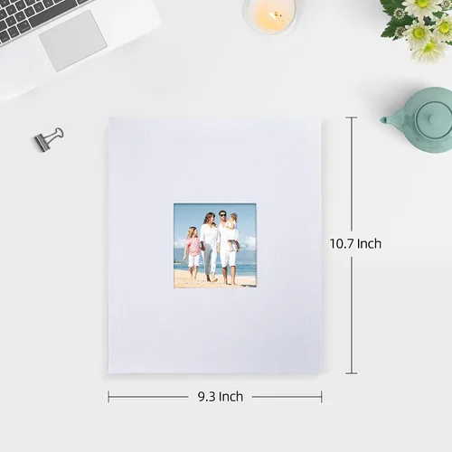 Miniatura 2 de Mublalbum Paquete de 2 pequeños álbumes de fotos de 4 x 6 pulgadas, cubierta de lino con ventana de exhibición, mini libro de imágenes, cada uno