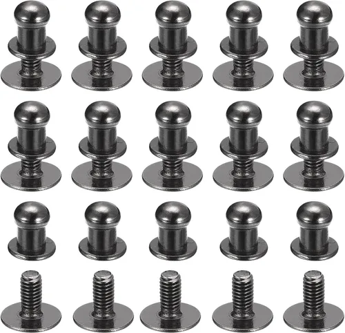 Miniatura 25 de uxcell Remaches de cabeza de bola de 0.157 pulgadas (0.157 in), tornillo trasero, paquete de 15 remaches de pezón de botón de cabeza redonda