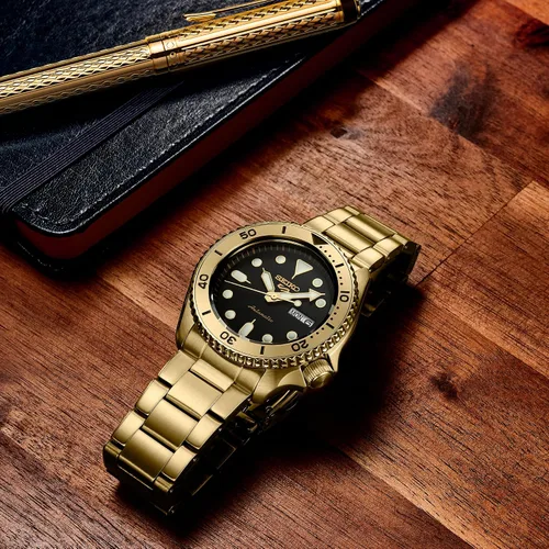 Miniatura 4 de SEIKO Reloj automático para hombre - Colección 5 Sports - Reloj deportivo para hombre con acabado dorado de acero inoxidable - Resistente al agua