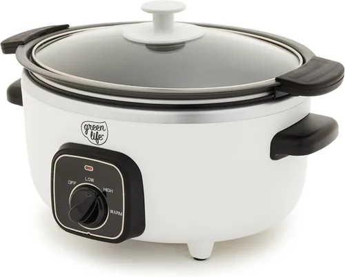 Miniatura 12 de GreenLife 3.5QT Olla de cocción lenta, cerámica antiadherente sin PFAS ni tóxicos, recipiente interior extraíble, programable, función mantener