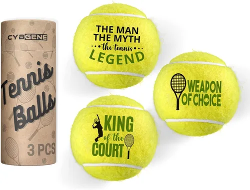 Regalos de tenis, pelota de tenis personalizada, juego de 3 pelotas de tenis únicas con paquete de regalo, perfecto para compañeros de equipo de Men