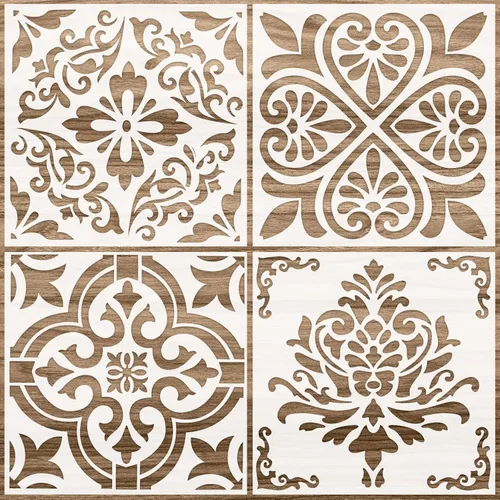 Miniatura 7 de Zonon 4 Piezas Plantillas de Azulejos Reutilizables para Suelo 12 x 12 Pulgadas Plantillas de Pared Plantillas de Patrón de Azulejos Plantillas