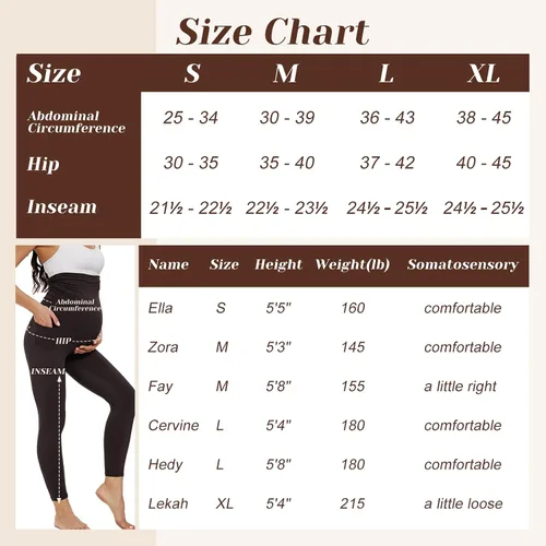 Miniatura 5 de Paquete de 2 leggings de maternidad con bolsillos sobre el vientre, pantalones negros para mujer, para entrenamiento, yoga, embarazo